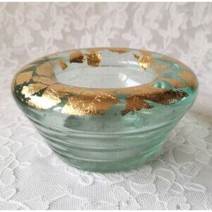 Vidrios San Miguel Candle Holder Art Glass Spain Golden Flakes Recycled Glass